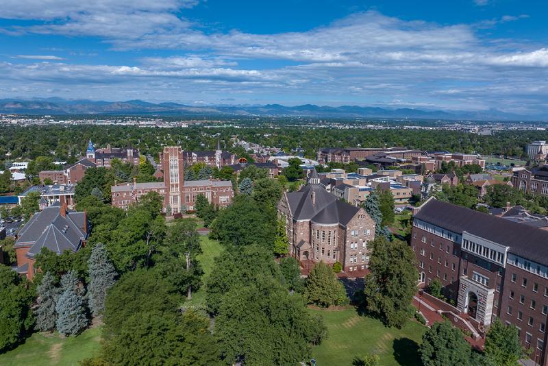 Aerial photo of the DU campus