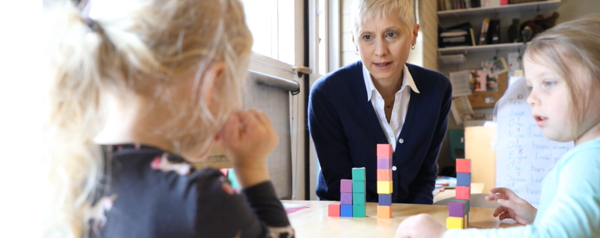 Julie Sarama working with preschoolers on serial ordering